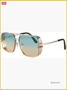Metal Frame Polarized Sunglasses Vintage Square Aviator Driving Fishing